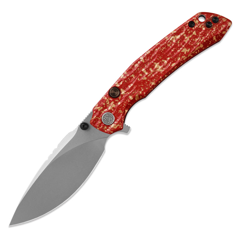 Miguron Celora - 3.3" 19C27 Stonewash Blade, Aluminium Lacquer Craft Red Handle