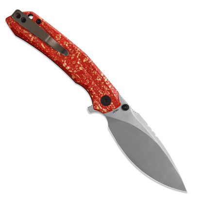 Miguron Celora - 3.3" 19C27 Stonewash Blade, Aluminium Lacquer Craft Red Handle