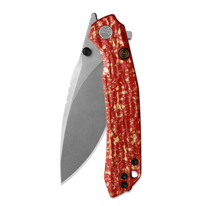 Miguron Celora - 3.3" 19C27 Stonewash Blade, Aluminium Lacquer Craft Red Handle