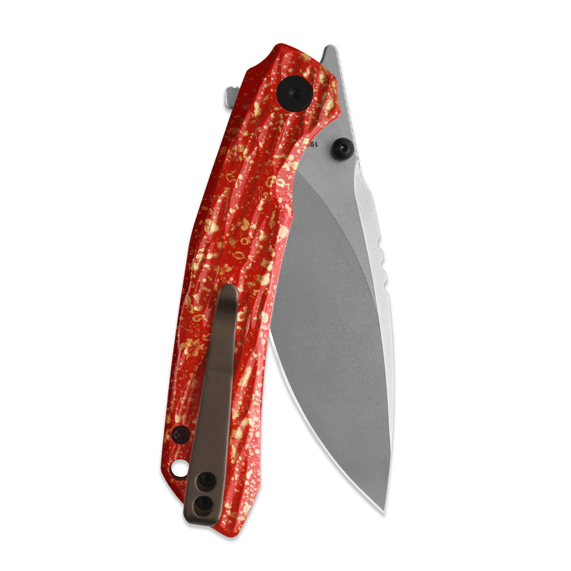 Miguron Celora - 3.3" 19C27 Stonewash Blade, Aluminium Lacquer Craft Red Handle