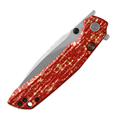 Miguron Celora - 3.3" 19C27 Stonewash Blade, Aluminium Lacquer Craft Red Handle