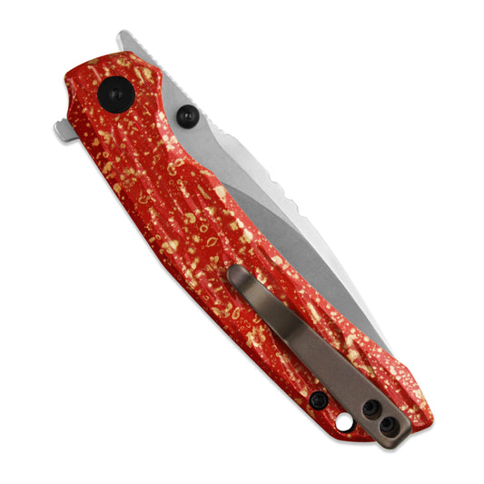 Miguron Celora - 3.3" 19C27 Stonewash Blade, Aluminium Lacquer Craft Red Handle