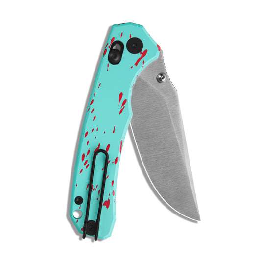Miguron Thaly - 3.11" D2 Satin Blade, Blue/Red Aluminium Handle