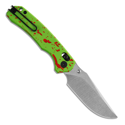 Miguron Thaly - 3.11" D2 Satin Blade, Green/Red Aluminium Handle