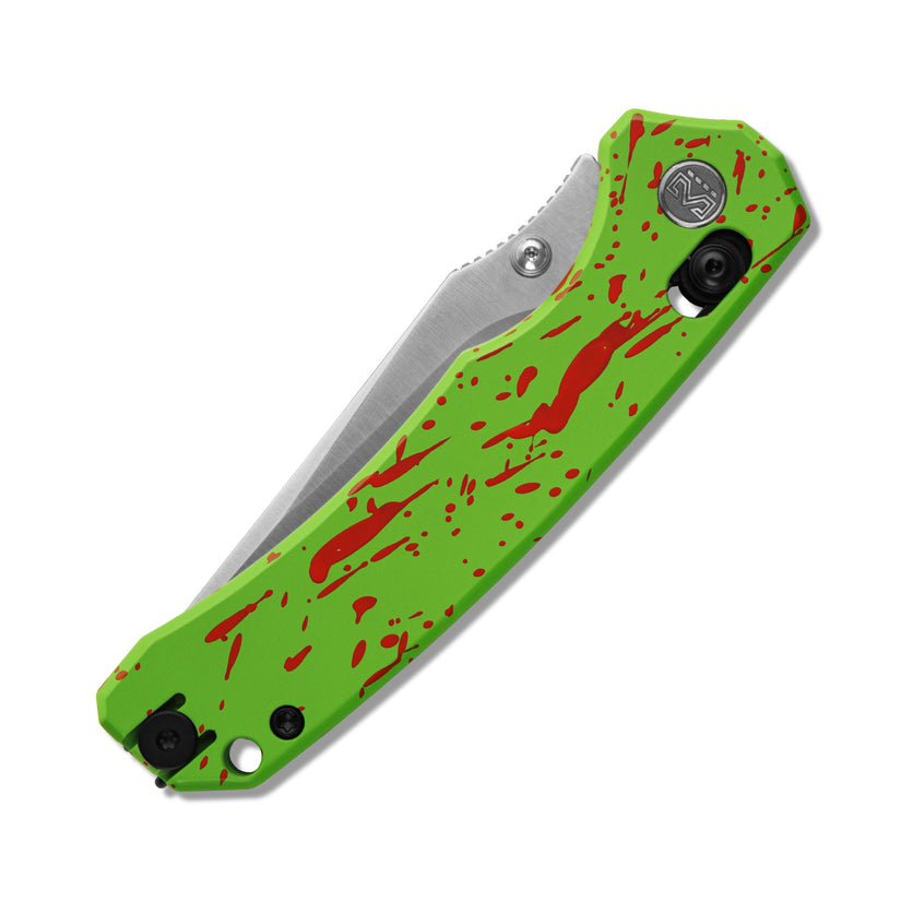 Miguron Thaly - 3.11" D2 Satin Blade, Green/Red Aluminium Handle
