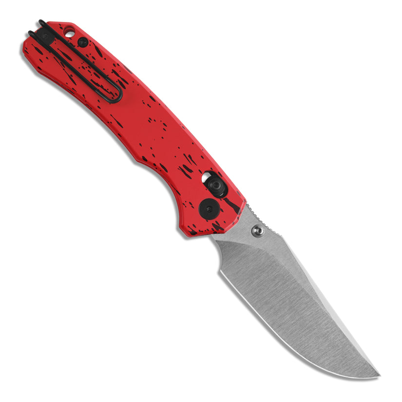 Miguron Thaly - 3.11" D2 Satin Blade, Red/Black Aluminium Handle