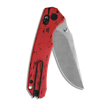 Miguron Thaly - 3.11" D2 Satin Blade, Red/Black Aluminium Handle