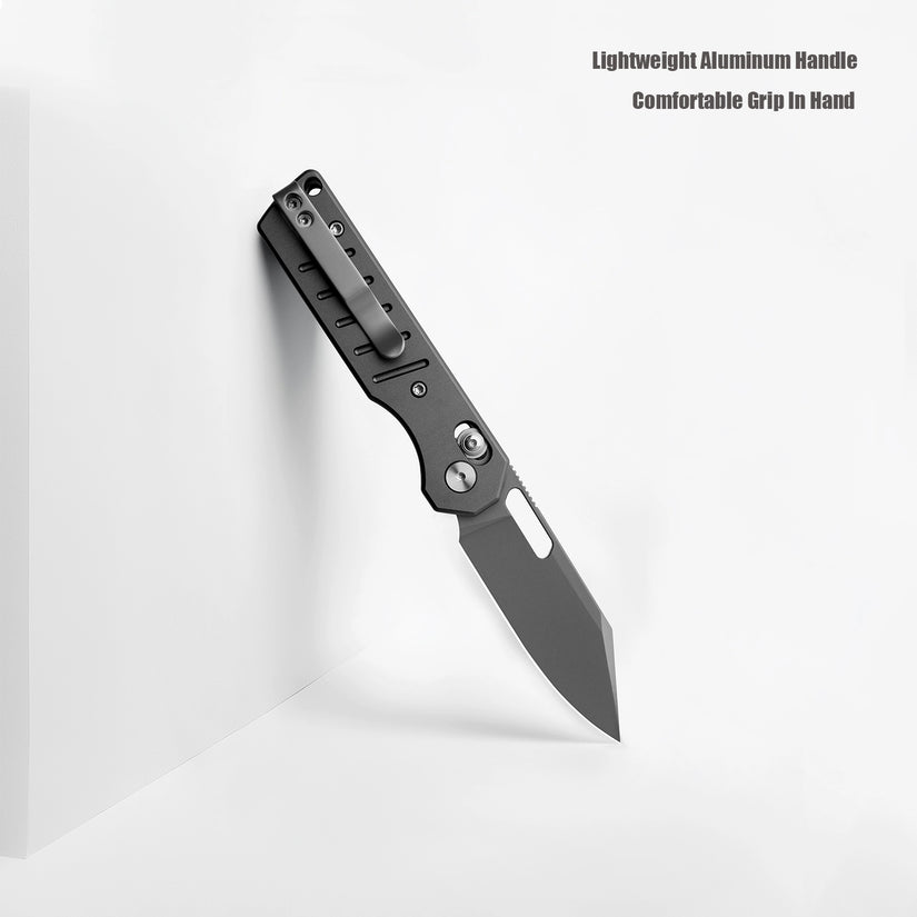 Miguron Gatov - 2.81" D2 Dark Grey PVD Blade, Dark Grey PVD Aluminium Handle