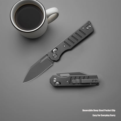 Miguron Gatov - 2.81" D2 Dark Grey PVD Blade, Dark Grey PVD Aluminium Handle