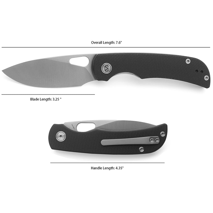Miguron Knives Moyarl - 3.25" 14C28N Satin Blade, Black Micarta Handle
