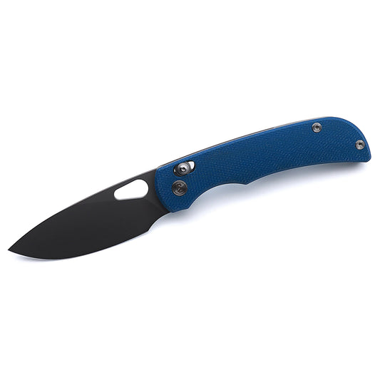 Miguron Moyarl Crossbar Lock - 3.5" 14C28N Dark Grey PVD Blade, Blue Micarta Handle - MGR-806ABU