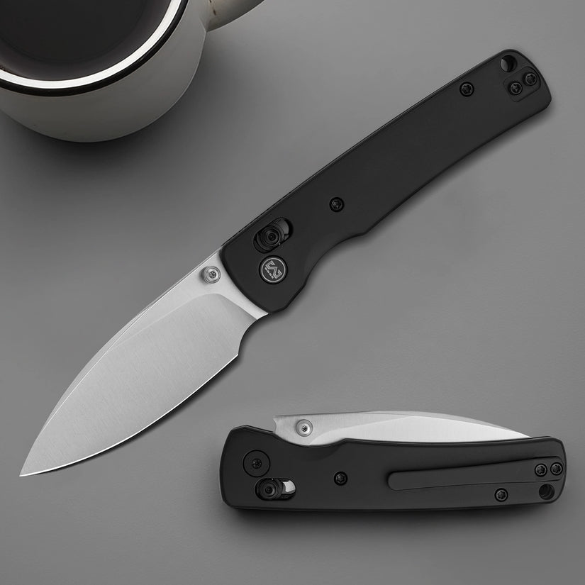 Miguron Vakor - 3.15" M390 Satin Blade, Black PVD Titanium Handle. MGR-633ABK