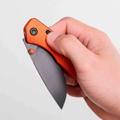 Vosteed Marten A1606 - 2.98" 154CM Black Stonewash Blade, Orange Aluminium Handle