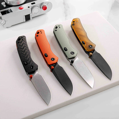 Vosteed Marten A1606 - 2.98" 154CM Black Stonewash Blade, Orange Aluminium Handle