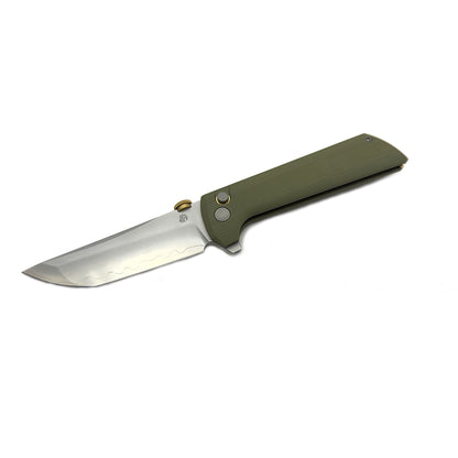 North Mountain Blade Chop 2 G10 Thumb Disk - 3.4" SLD-Magic Steel San Mai Tanto Blade, Green G10 Handle