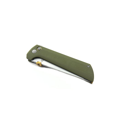 North Mountain Blade Chop 2 G10 Thumb Disk - 3.4" SLD-Magic Steel San Mai Tanto Blade, Green G10 Handle