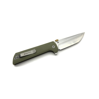 North Mountain Blade Chop 2 G10 Thumb Disk - 3.4" SLD-Magic Steel San Mai Tanto Blade, Green G10 Handle