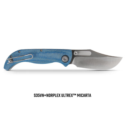 Vosteed Naga A3901 - 3.47" S35VN Satin Blade, Blue Micarta Handle