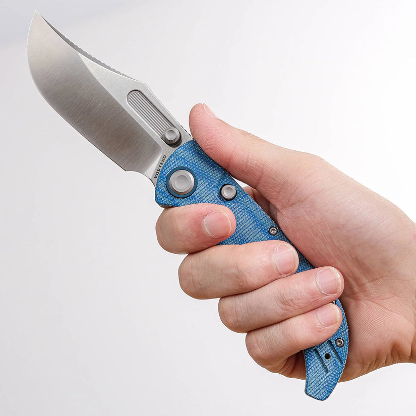 Vosteed Naga A3901 - 3.47" S35VN Satin Blade, Blue Micarta Handle
