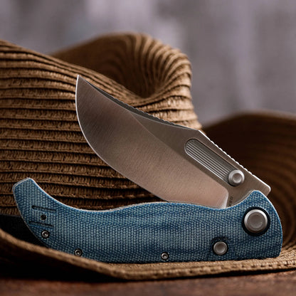 Vosteed Naga A3901 - 3.47" S35VN Satin Blade, Blue Micarta Handle
