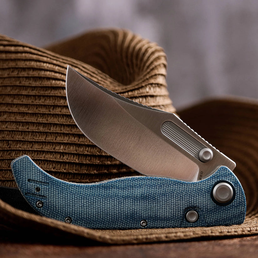 Vosteed Naga A3901 - 3.47" S35VN Satin Blade, Blue Micarta Handle