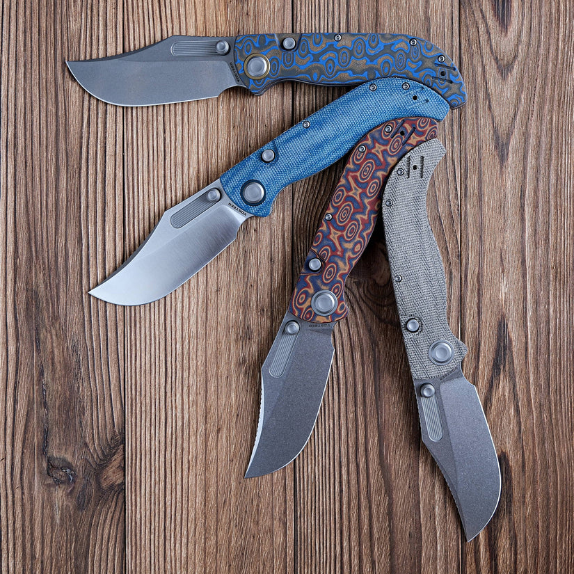 Vosteed Naga A3901 - 3.47" S35VN Satin Blade, Blue Micarta Handle
