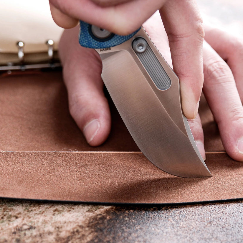 Vosteed Naga A3901 - 3.47" S35VN Satin Blade, Blue Micarta Handle