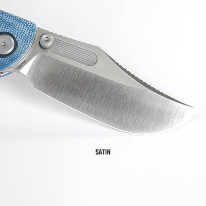 Vosteed Naga A3901 - 3.47" S35VN Satin Blade, Blue Micarta Handle