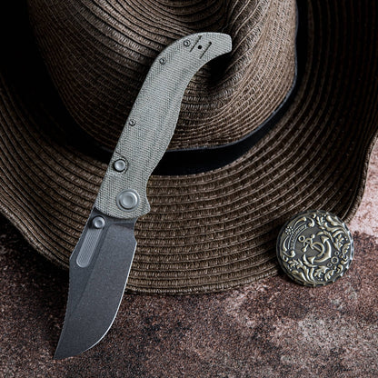 Vosteed Naga A3902 - 3.47" S35VN Stonewash Blade, Green Micarta Handle