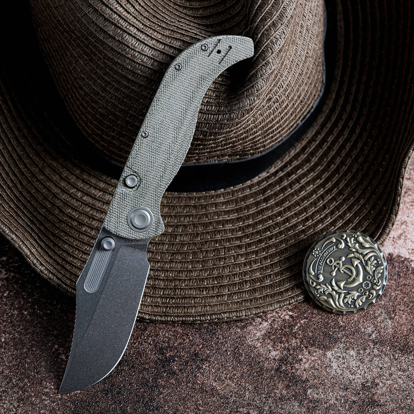 Vosteed Naga A3902 - 3.47" S35VN Stonewash Blade, Green Micarta Handle