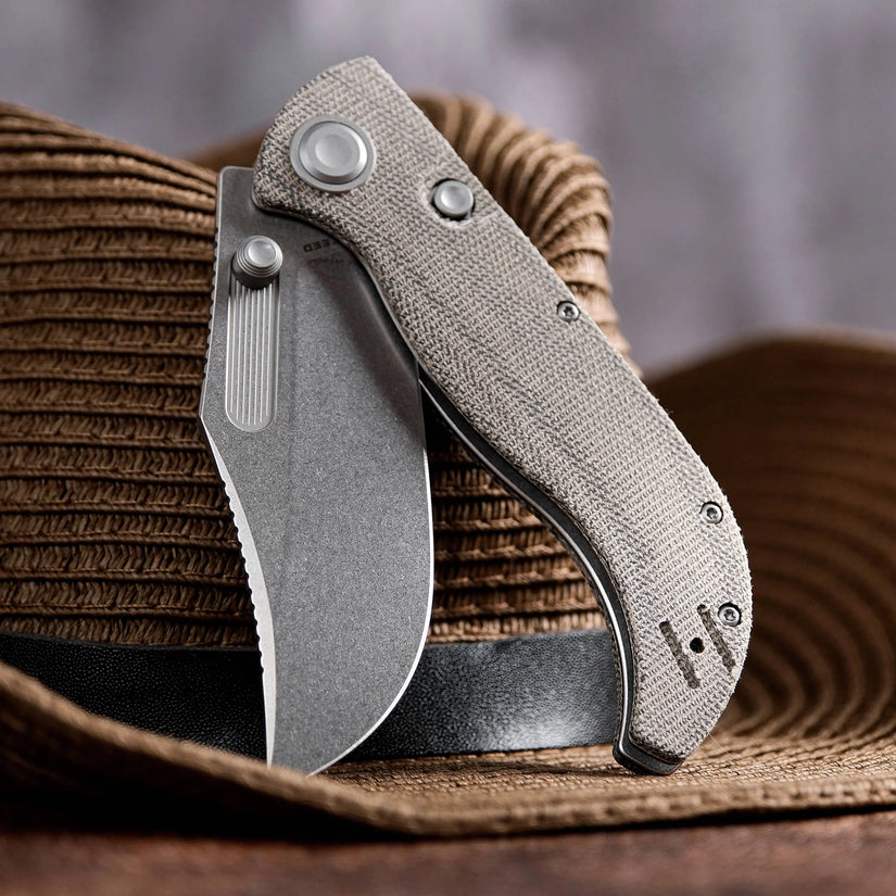 Vosteed Naga A3902 - 3.47" S35VN Stonewash Blade, Green Micarta Handle