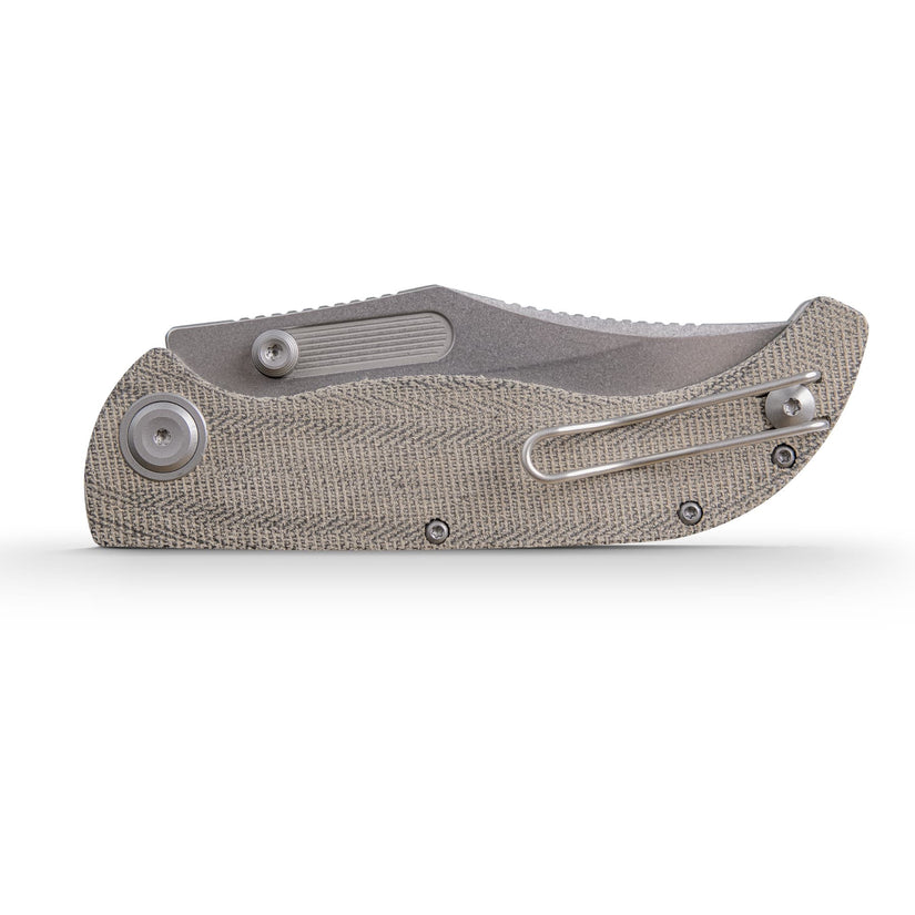 Vosteed Naga A3902 - 3.47" S35VN Stonewash Blade, Green Micarta Handle
