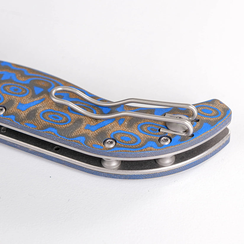 Vosteed Naga A3903 - 3.47" S35VN Stonewash Blade, Blue Ocean Micarta Handle