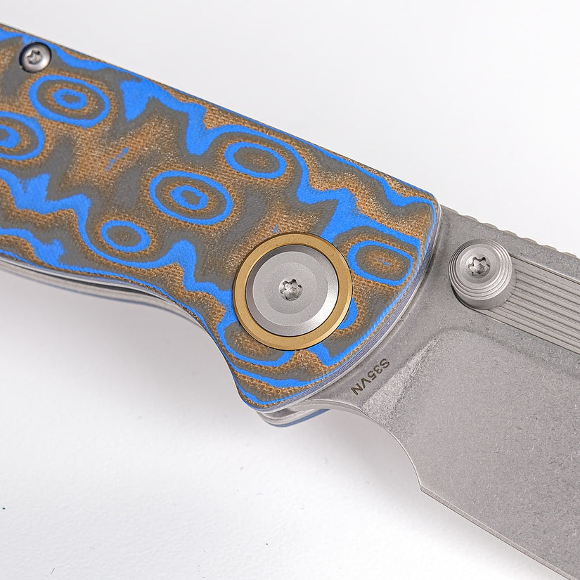 Vosteed Naga A3903 - 3.47" S35VN Stonewash Blade, Blue Ocean Micarta Handle