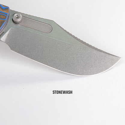 Vosteed Naga A3903 - 3.47" S35VN Stonewash Blade, Blue Ocean Micarta Handle