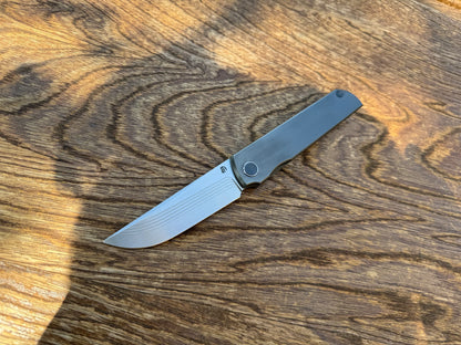 North Mountain Blade Kwaiken Salmon Layered Damascus - 3.4" ZDP-189 Core Steel Drop Point Blade, Titanium Handle