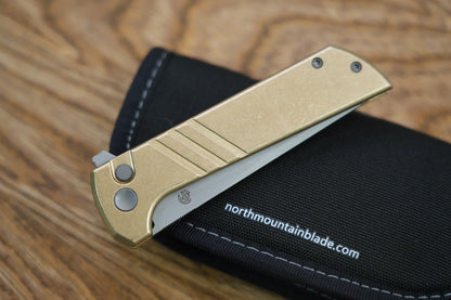 North Mountain Blade Chop 2 Bronze - 3.4" SLD-Magic Steel San Mai Tanto Blade, Bronze Lines Handle