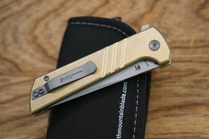 North Mountain Blade Chop 2 Bronze - 3.4" SLD-Magic Steel San Mai Tanto Blade, Bronze Lines Handle