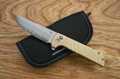 North Mountain Blade Chop 2 Bronze - 3.4" SLD-Magic Steel San Mai Tanto Blade, Bronze Lines Handle