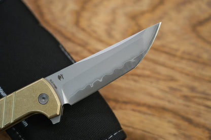 North Mountain Blade Chop 2 Bronze - 3.4" SLD-Magic Steel San Mai Tanto Blade, Bronze Lines Handle