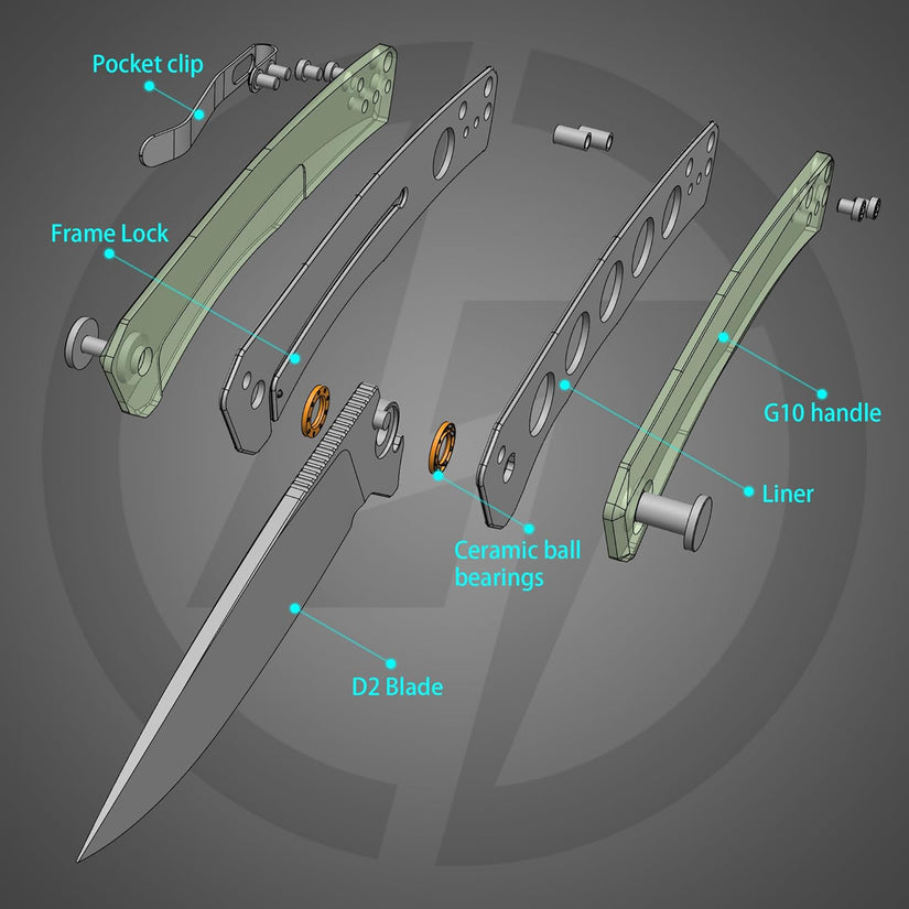 Olitans G066-NGW - 3.5" D2 Satin Blade, Jade G10 Handle