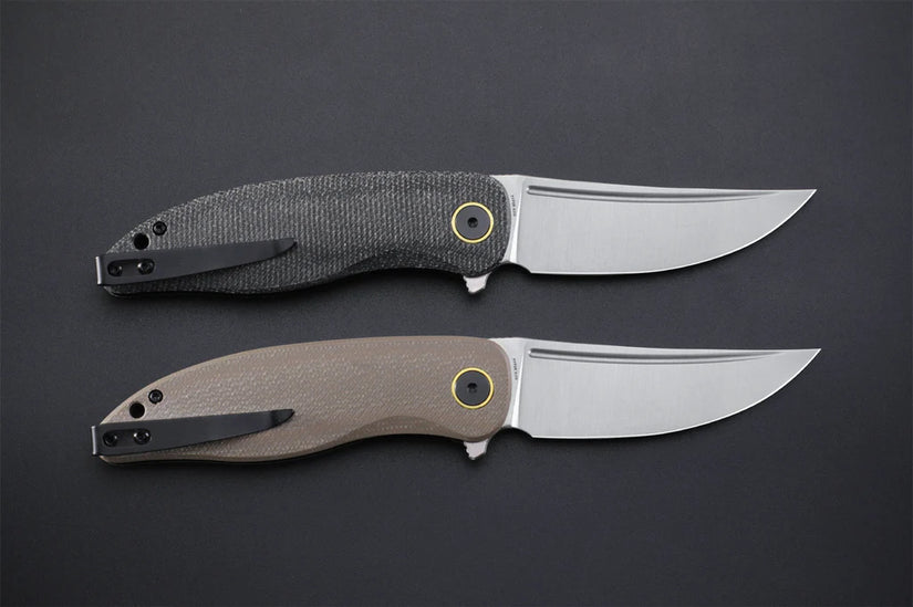 Petrified Fish Simum PFP06DMS - 3.5" K110 Satin Blade, Black Micarta Handle
