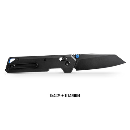 Vosteed Parallel A3501 - 2.9" 154CM Black Stonewash Blade, Black Titanium Handle