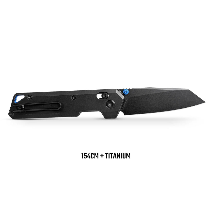 Vosteed Parallel A3501 - 2.9" 154CM Black Stonewash Blade, Black Titanium Handle