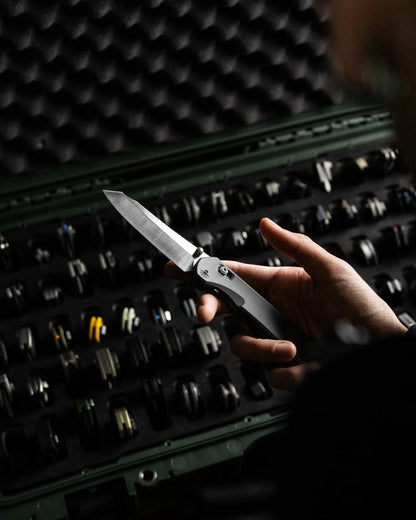 Piratech Kraken/Tsunami - 3.22" S90V Hand Strip Satin Sheepsfoot Blade, Mag-Snap Bead Blasted Titanium Handles