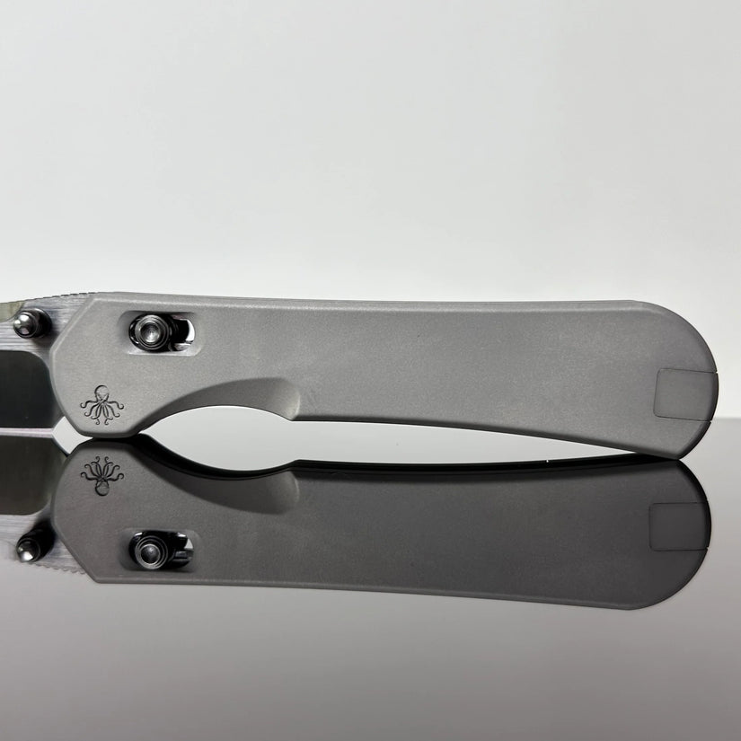 Piratech Kraken/Tsunami - 3.22" S90V Hand Strip Satin DLC Sheepsfoot Blade, Mag-Snap Bead Blasted Titanium Handles