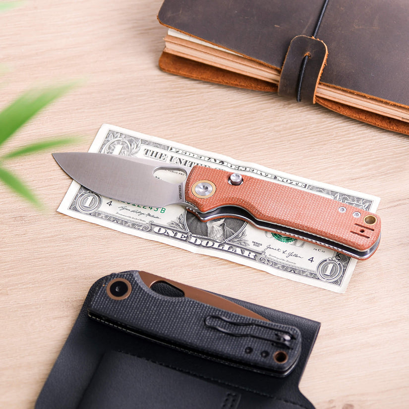 Vosteed Porcupine A2604 - 2.99" 14C28N Satin Blade, Brown Micarta Handle