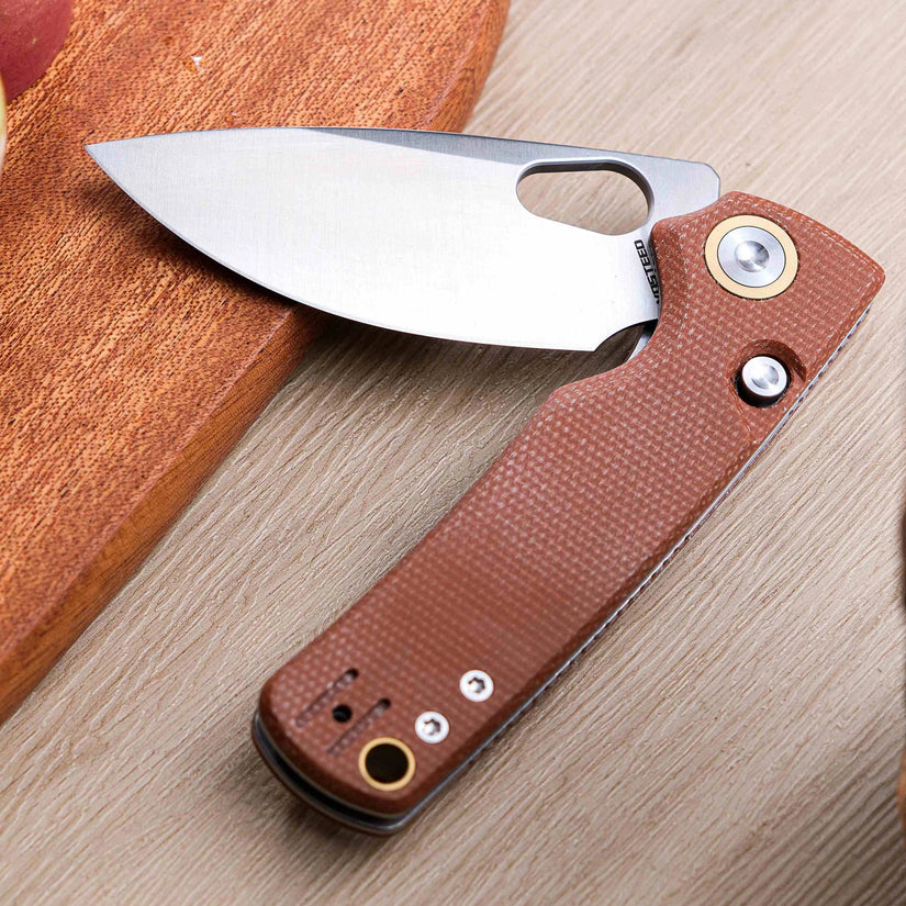Vosteed Porcupine A2604 - 2.99" 14C28N Satin Blade, Brown Micarta Handle