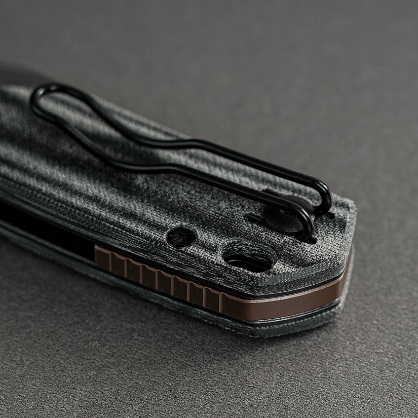 Vosteed Psyop 299 A2219 - 2.99" S35VN Black Stonewash Blade, Black Micarta & Titanium Handle