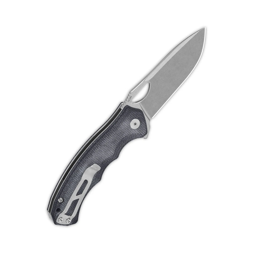 QSP Gorilla - 3.37" 14C28N Stonewashed Blade, Black Micarta Handle - QS153-A1